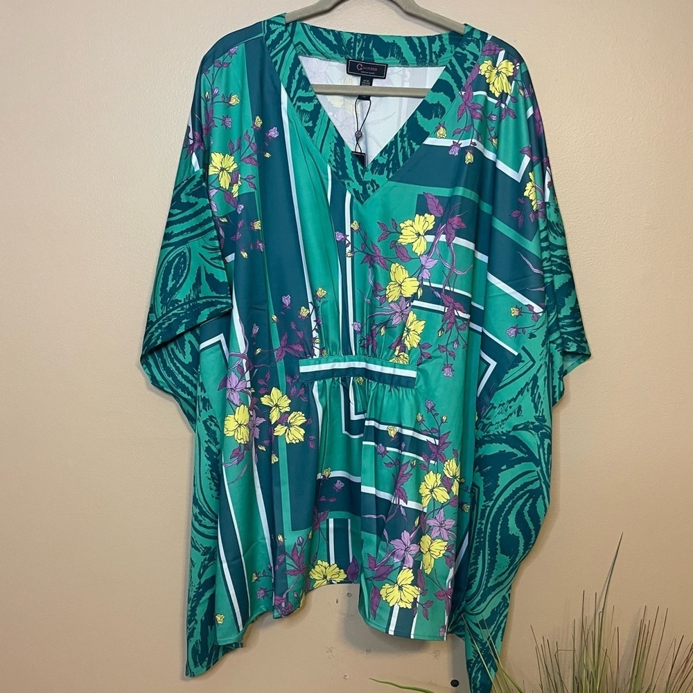 C Wonder by Christian Siriano Colorful Floral Kimono Top 2X/3X